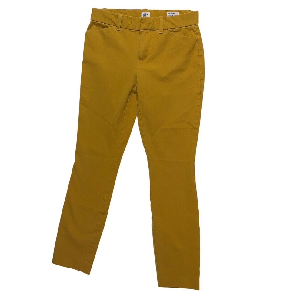 Gap Signature Skinny Ankle Pants Womens 0 Regular Gold Plate Mustard Yellow FA18